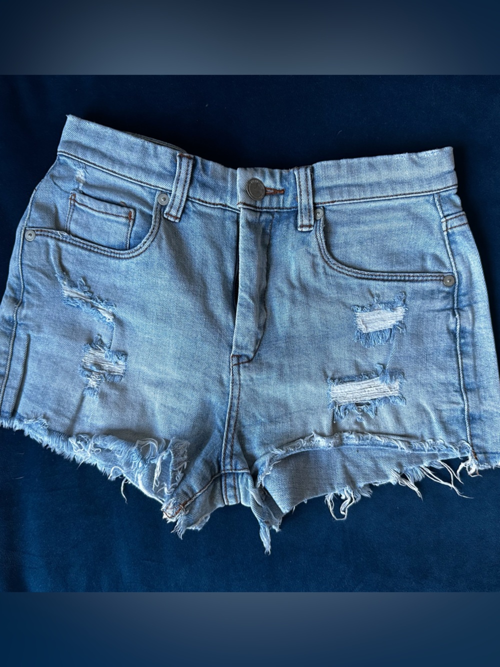 Blank NYC Light Blue Distressed Denim Cutoff Shorts (Wedge shorts)